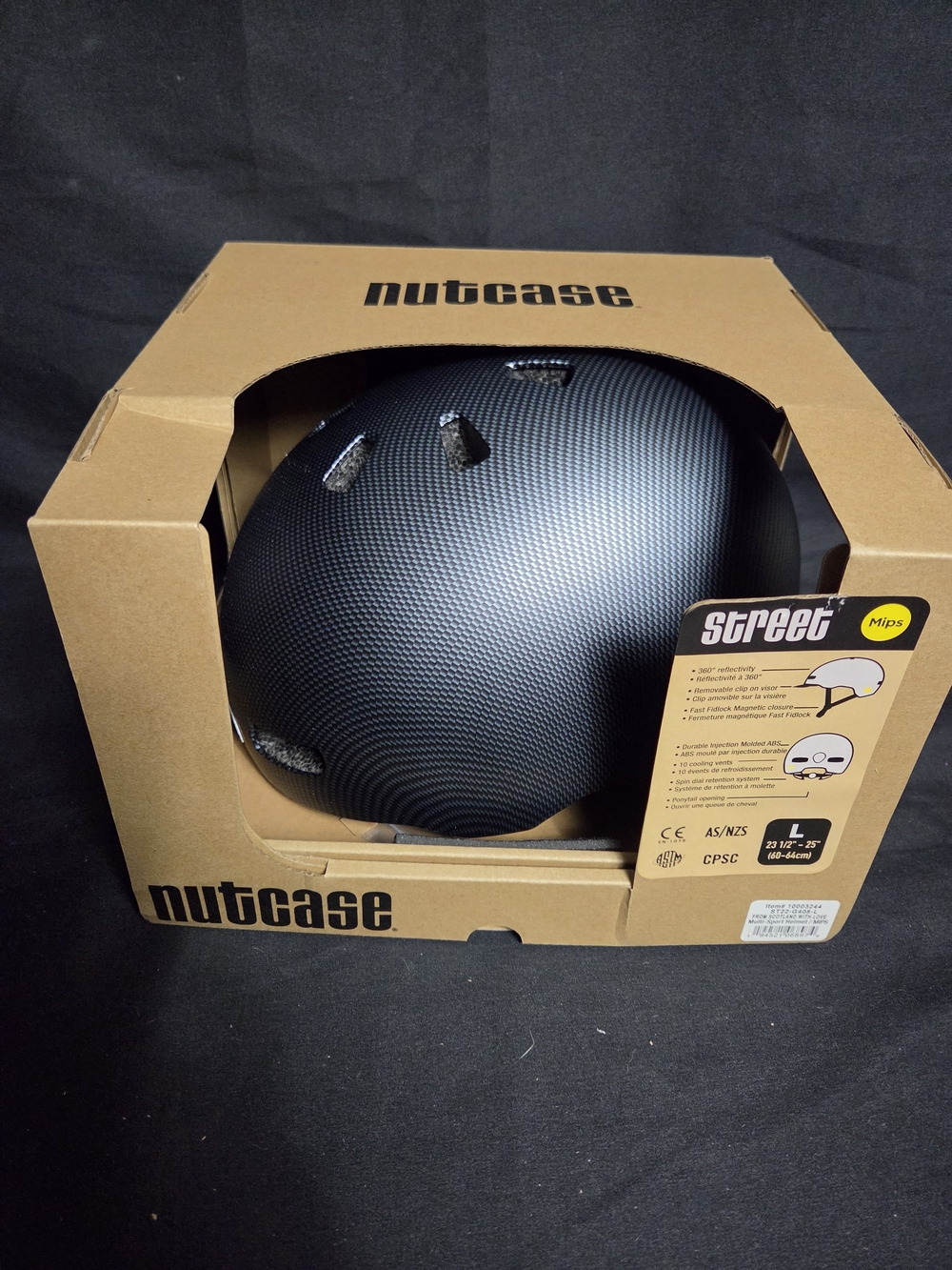 NWT Nutcase Street MIPS Helmet - From Scotland With Love Carbon Fiber - Size L